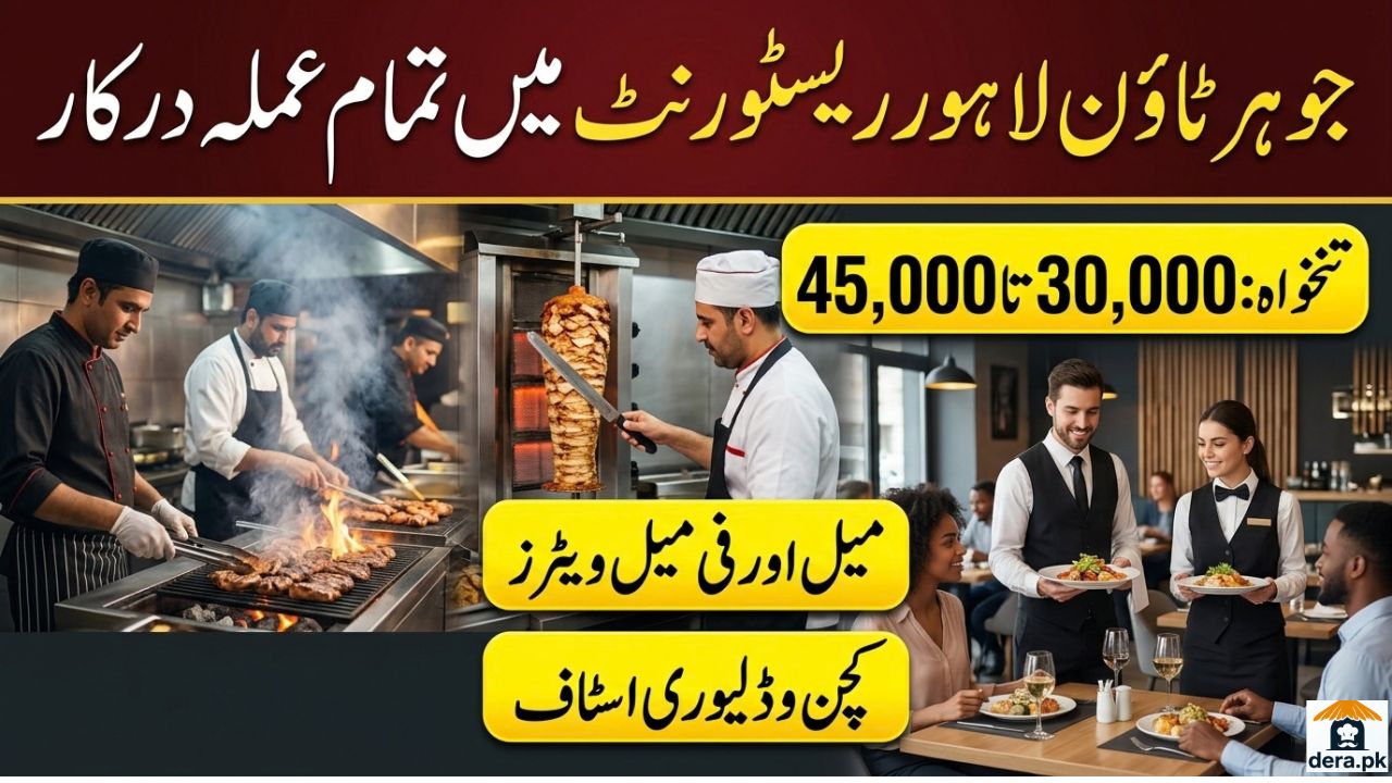 Restaurant Staff Hiring Advertisement Banner Johar Town Phase 1 Lahore