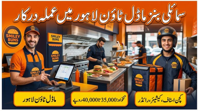 Smiley Buns Model Town Lahore Restaurant Staff Hiring Banner Kitchen Staff Cashier Delivery Rider