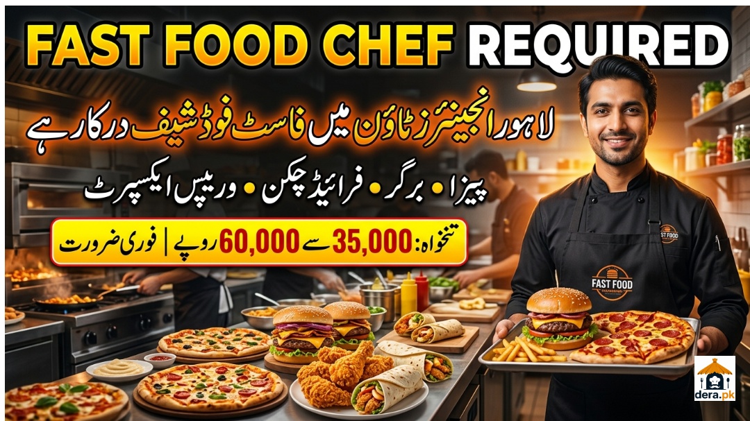 Fast Food Chef Jobs in Lahore Engineers Town Quick Cafe Pizza Burger Maker Hiring Poster