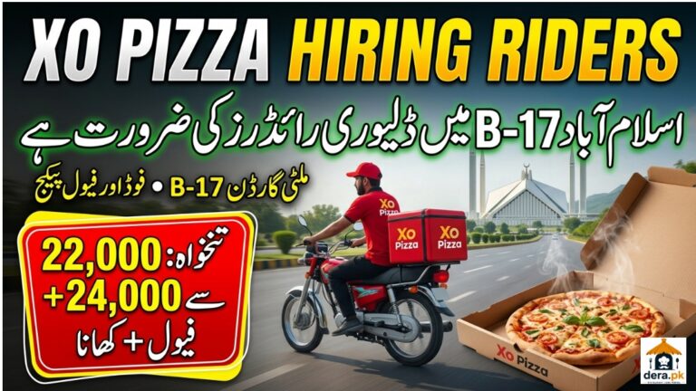 Delivery Rider Jobs in Islamabad B-17 Xo Pizza Multi Garden Hiring Poster