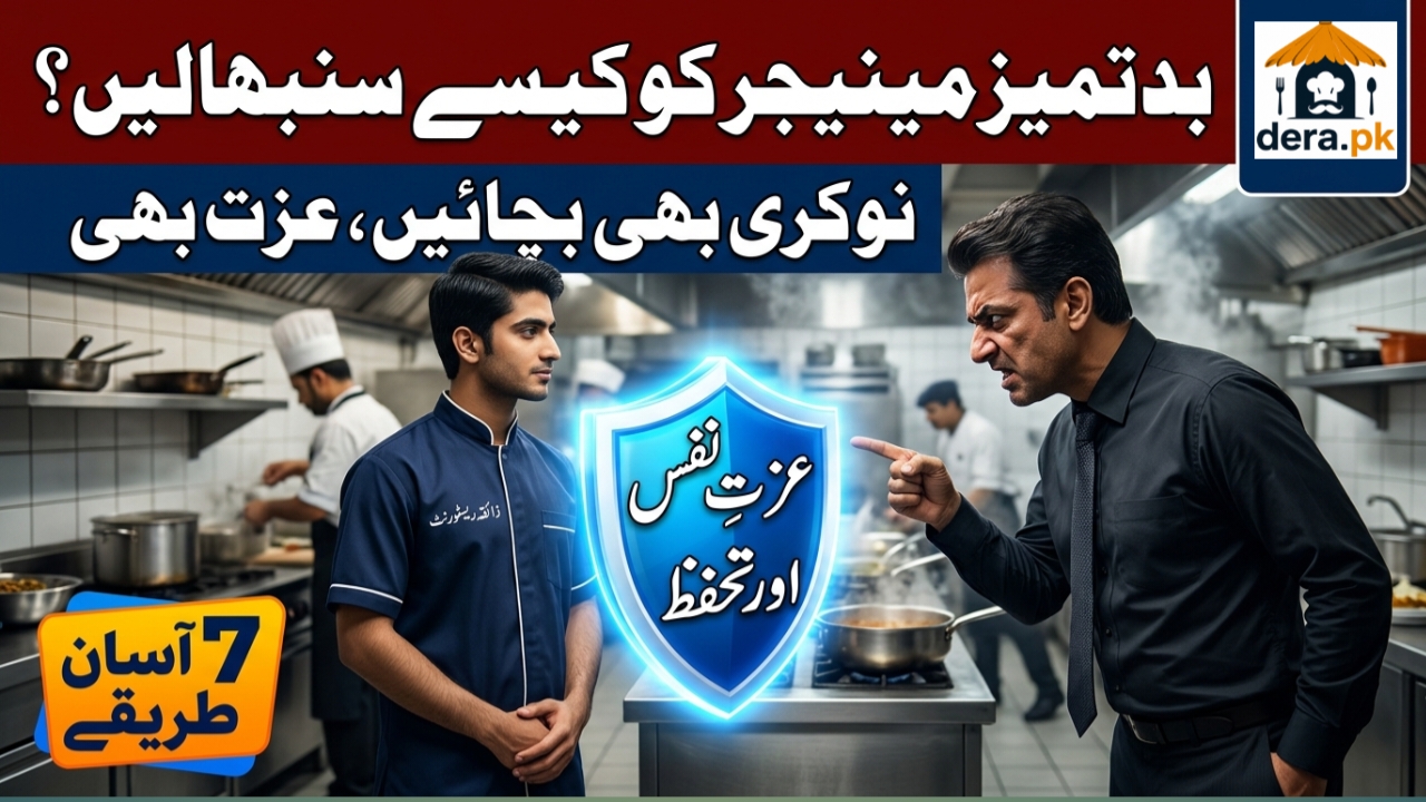 بدتمیز مینیجر کو کیسے سنبھالیں: ریسٹورنٹ ورکر پرسکون انداز میں مینیجر سے بات کرتے ہوئے