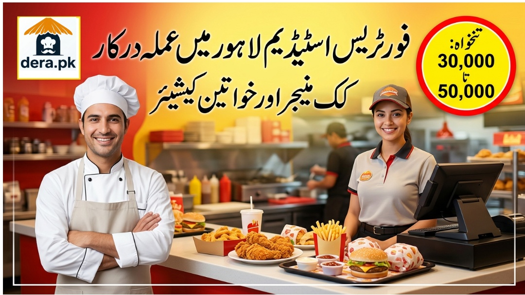 Cook Manager and Female Cashier Jobs in Lahore at Max's Restaurants Fortress Stadium hiring banner