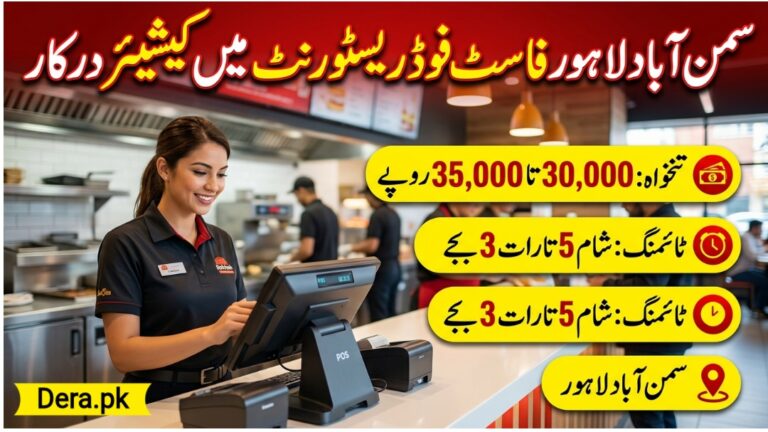 Fast Food Cashier Jobs in Samanabad Lahore Restaurant Hiring Banner