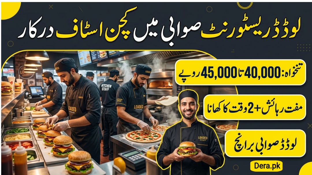 Loaded Restaurant Swabi Kitchen Assistant and Helper Staff Recruitment Banner